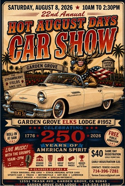 Hot August Days Car Show flyer August 2026